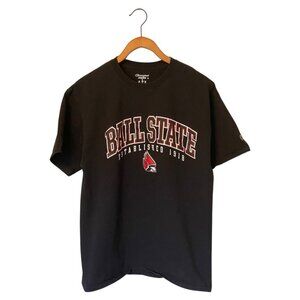 Ball State Cardinals Black S/S T-Shirt Men's Size L Champion 1918 NCAA